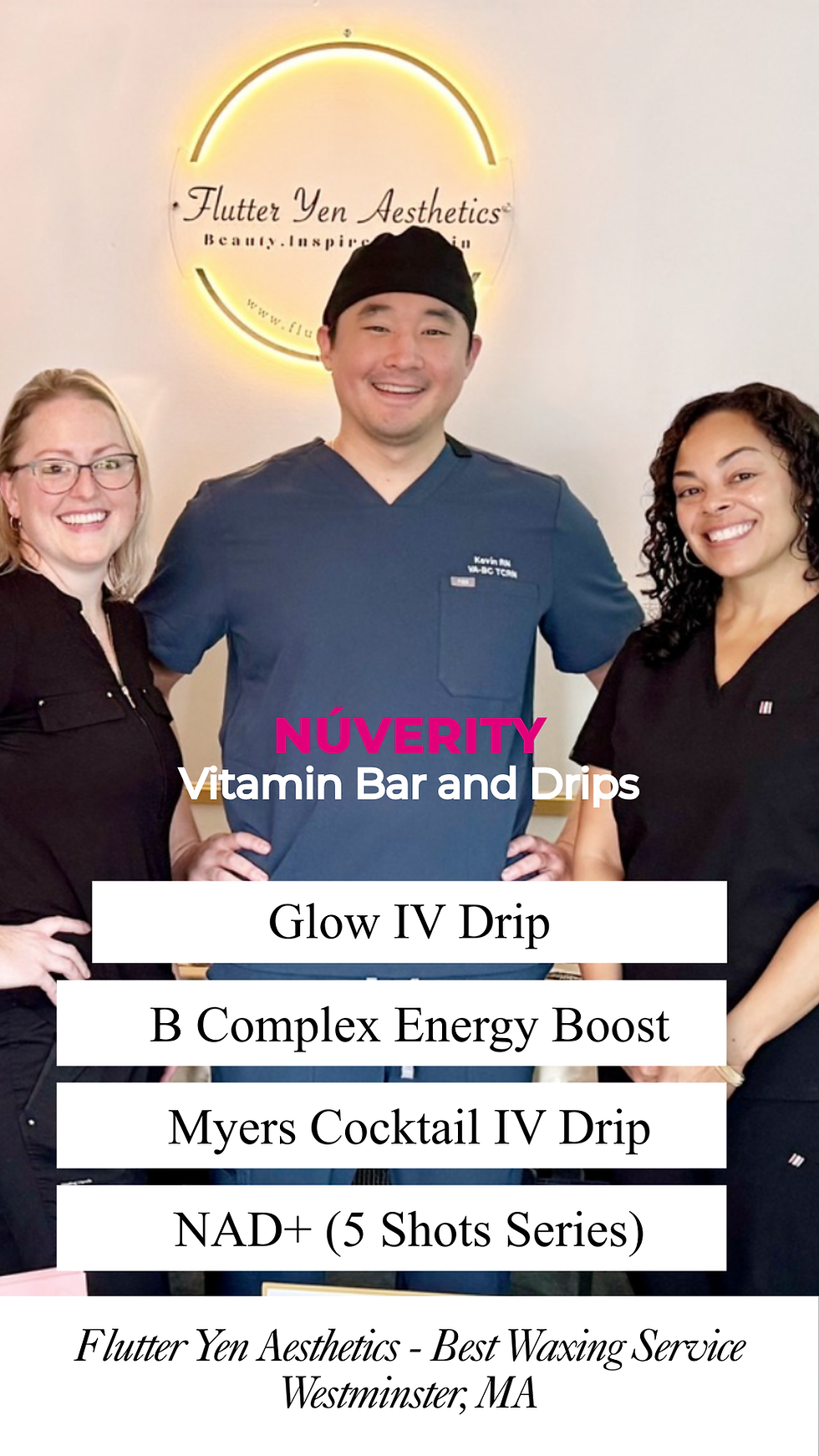 Nuverity nurses providing IV vitamin therapy at Flutter Yen Aesthetics.