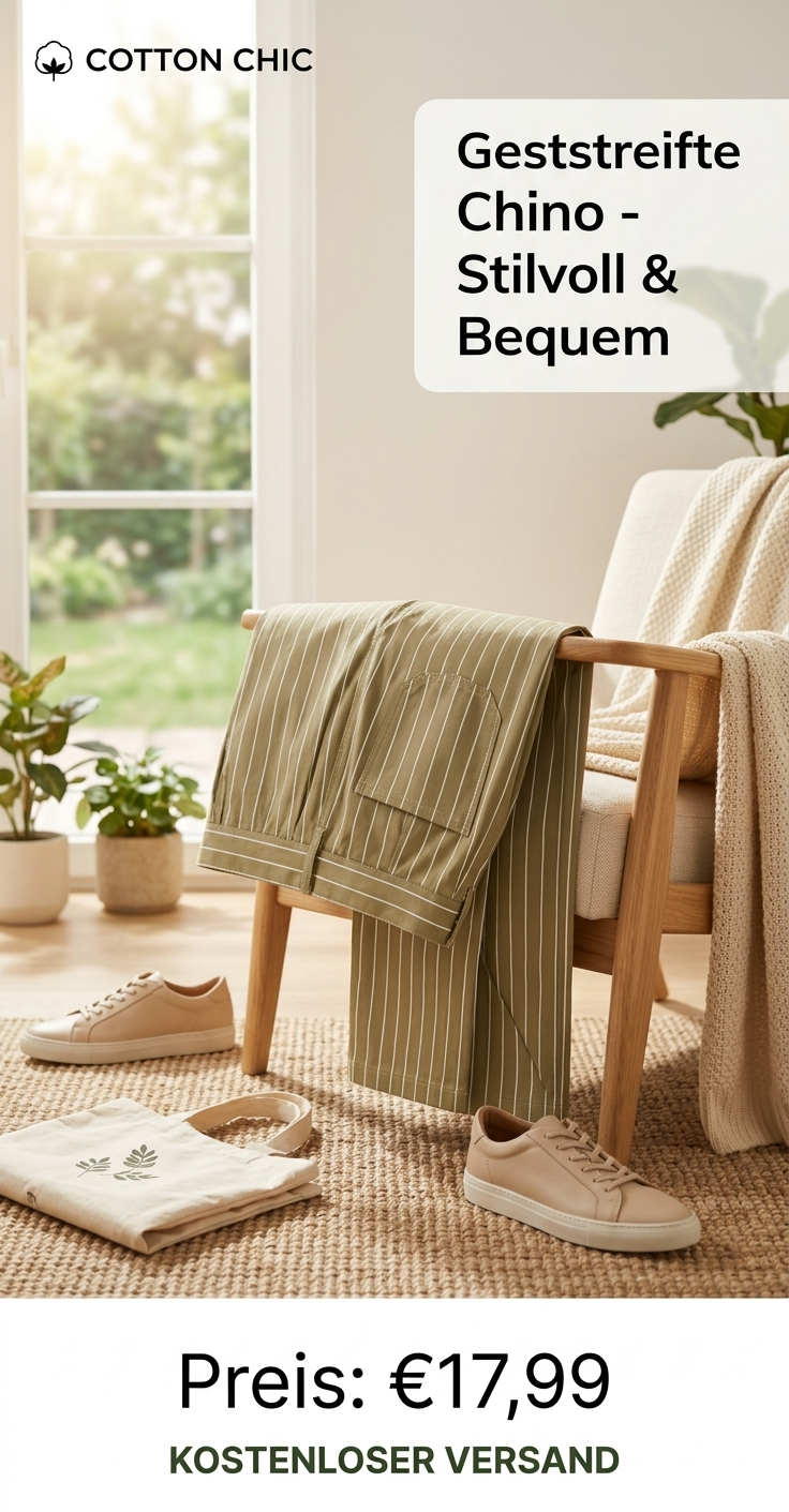 NEU. Chino Damenhose Green/ gestreift