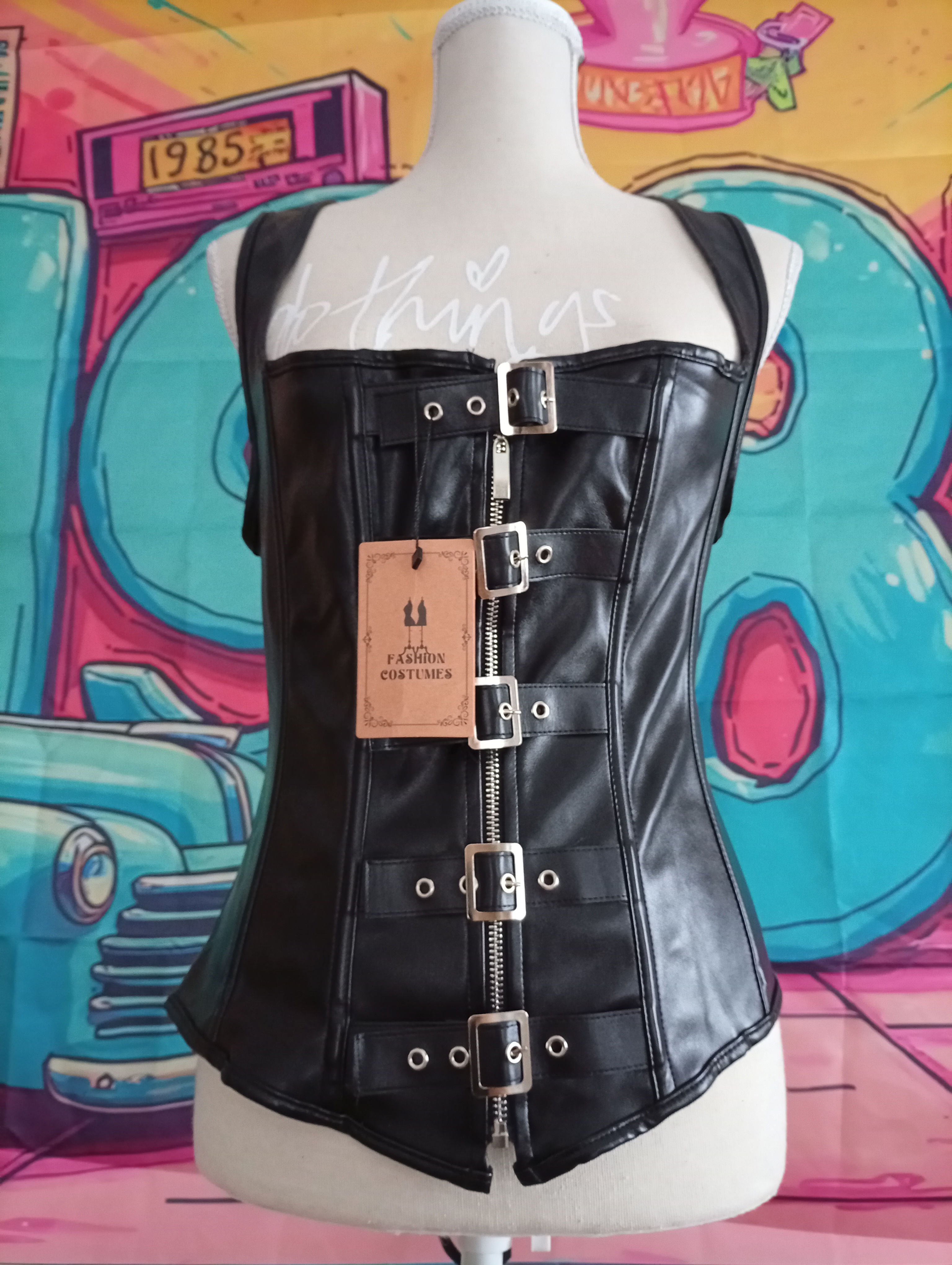 Damen Korsage Schwarz – Schnürkorsage mit Riemchen – Neu – Größe XL