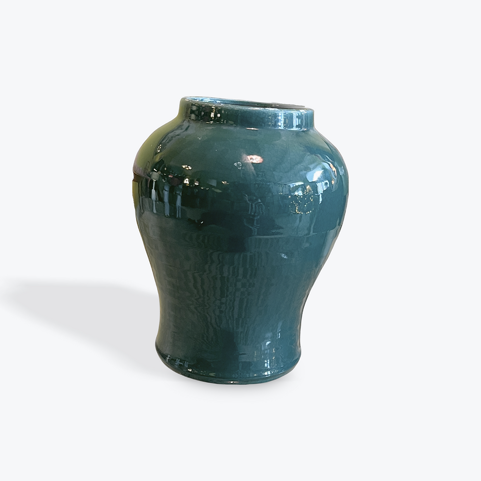 Thumbnail: Pair of Large Deep Teal Foo Dog Top Ginger Jar