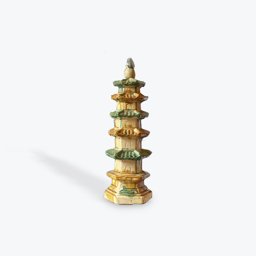 Thumbnail: Chinese Green and White Tiered Ceramic Pagoda Regular