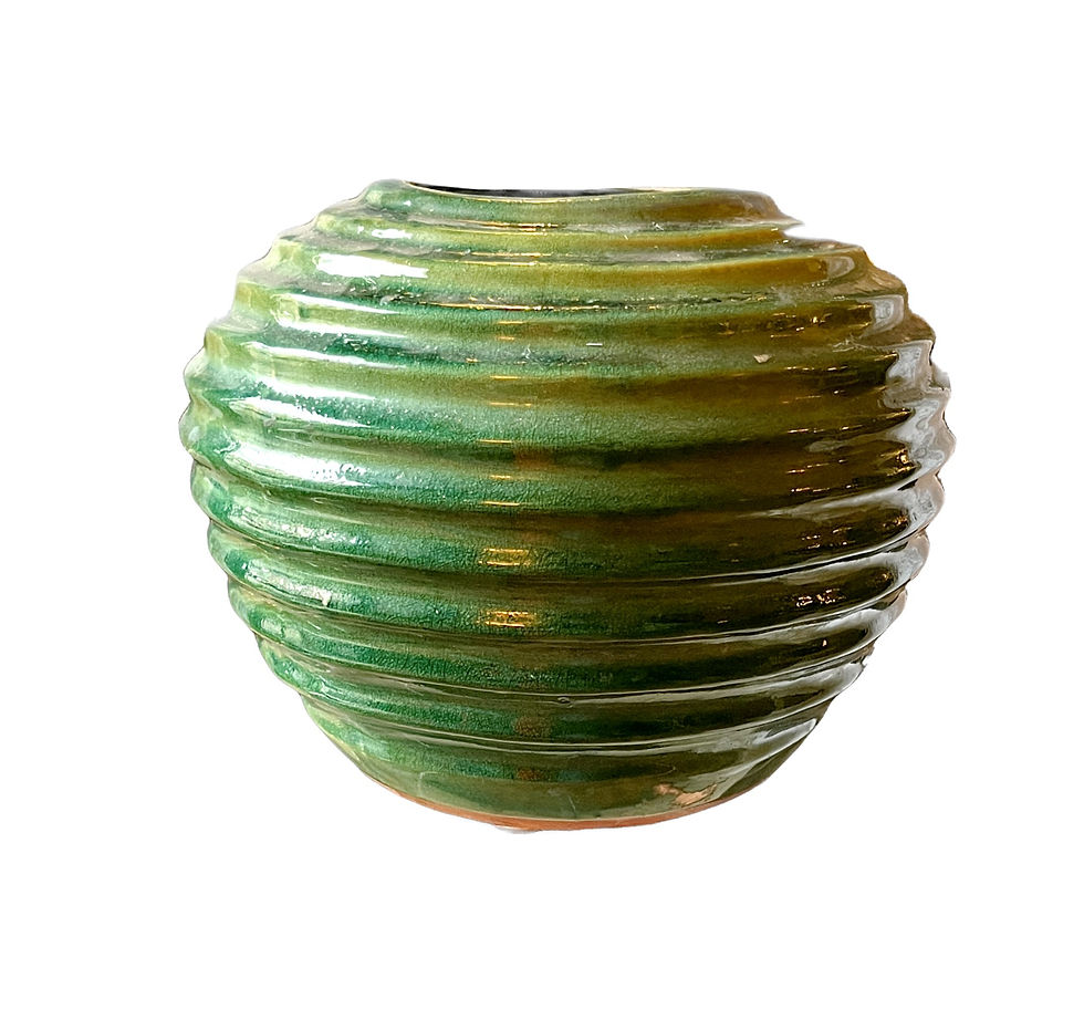 Thumbnail: Green Glaze Ribbed Urn Vase Beehive