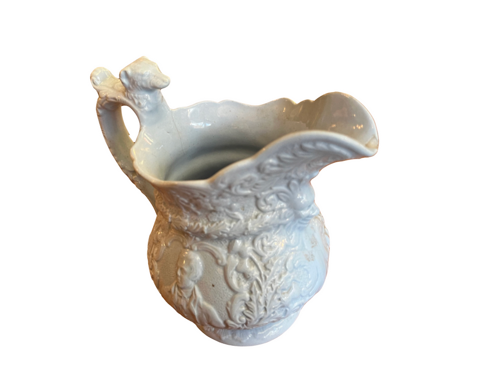 Thumbnail: Light Blue Ceramic Pitcher with Engravings
