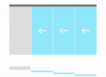 Telescoping sliding glass door for room division and doorways. 3 panel.gif