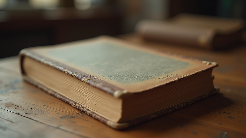 Close-up view of a vintage adult book with a worn cover on a wooden table