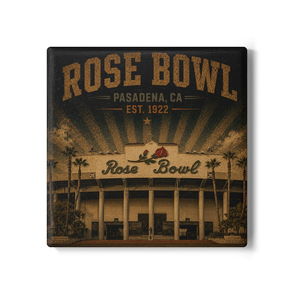 Thumbnail: Rose Bowl Stadium Ceramic Coaster | Pasadena CA Vintage Football Souvenir