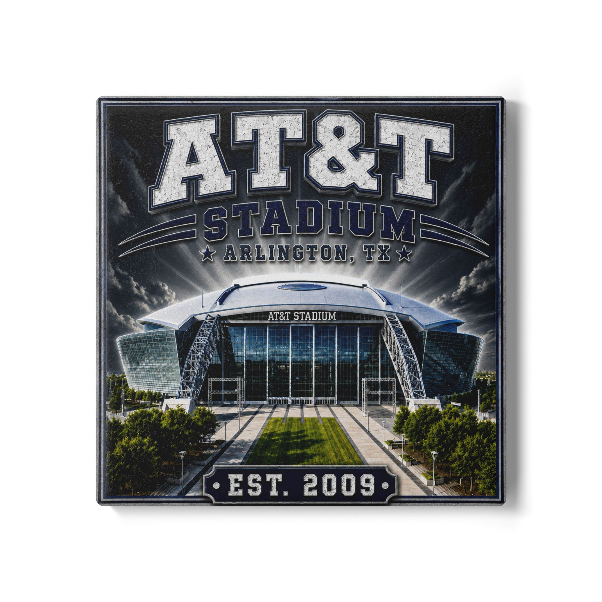 AT&T Stadium Illustration Ceramic Coaster Arlington TX Stadium, Est. 2009