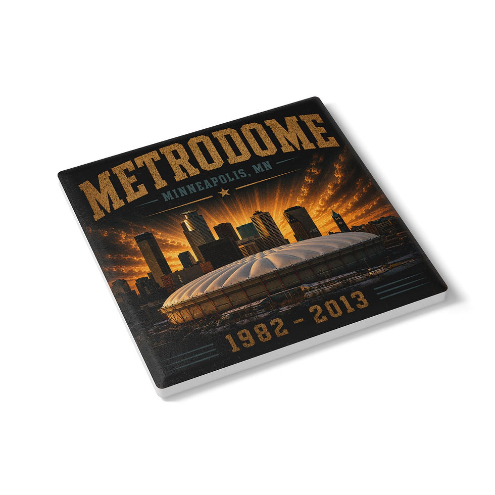 Thumbnail: Metrodome Minneapolis Skyline Ceramic Coaster | 1982-2013 Stadium Tribute