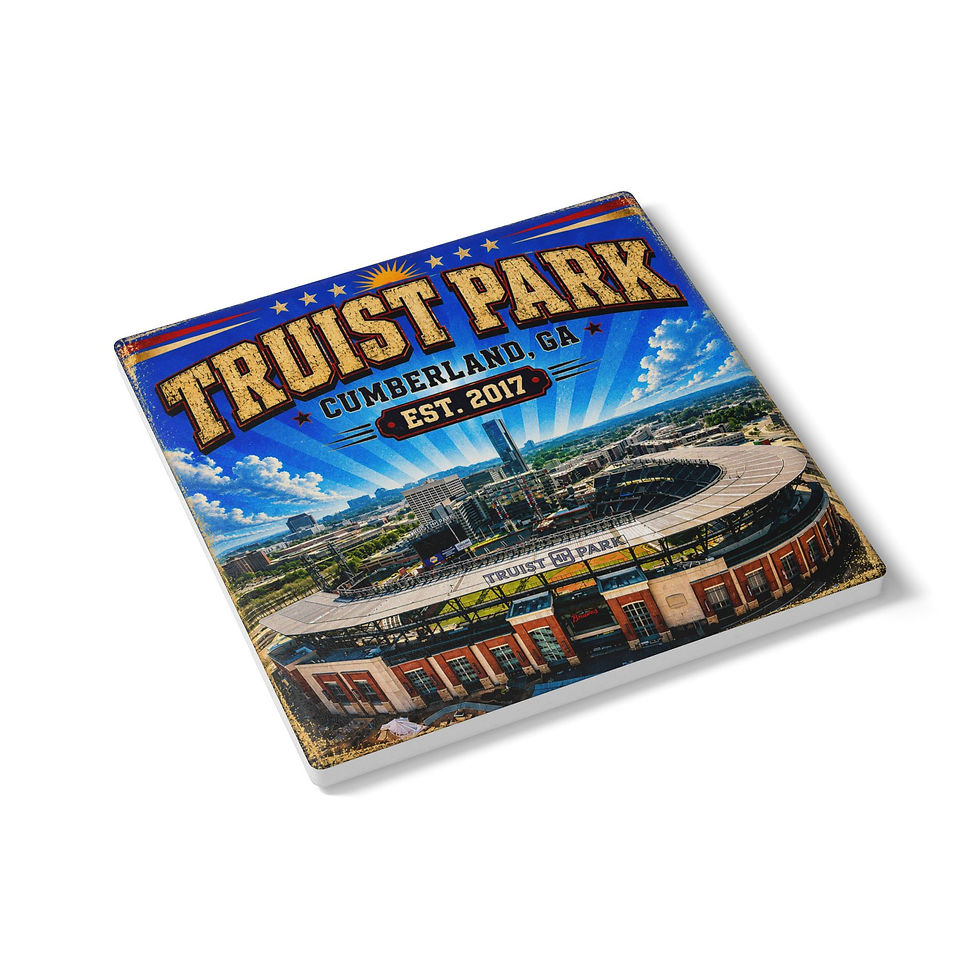 Thumbnail: Truist Park Cumberland GA Est. 2017 Ceramic Coaster Stadium Aerial Illustration