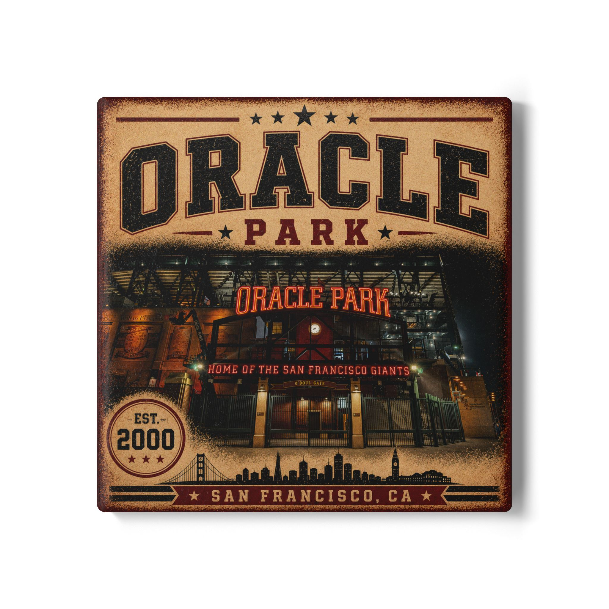 Oracle Park ceramic coaster | San Francisco Giants stadium vintage design