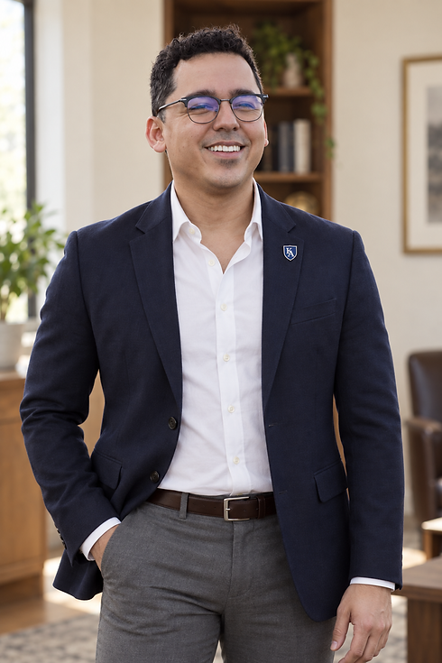 Professor Kevin, founder and language teacher, wearing the academy blazer