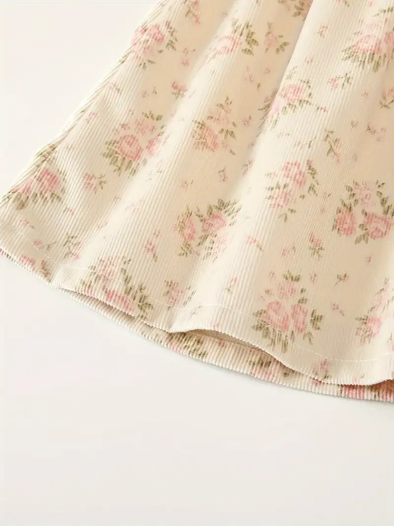 Thumbnail: Floral Fleece Lined Dress With Heaband