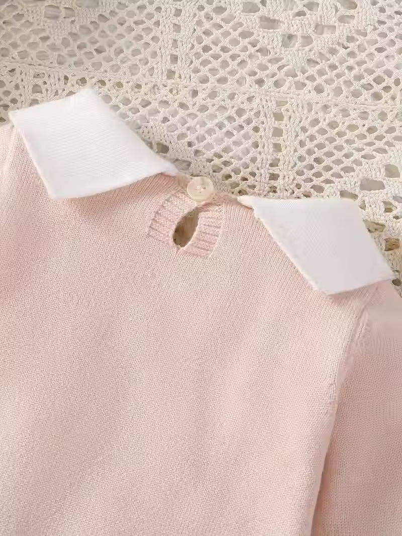 Thumbnail: Pink Knit Bow Onesie