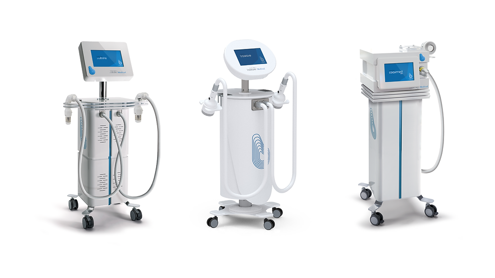CFU (gauche), COAXMED (centre), LYSIWAVE (droite)