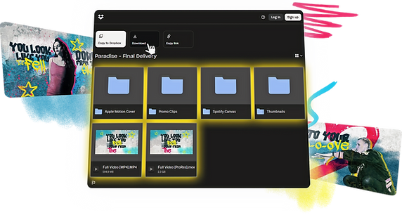 get delivered all your assets, labeled, organized with a release guide