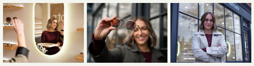 Images from Nikon campaign featuring Hayley Brunsden at CBTR Opticians in Beaconsfield