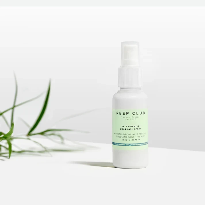 Thumbnail: Peep Club Ultra Gentle Lid & Lash Spray on white background with green plant, gentle eyelid cleanser