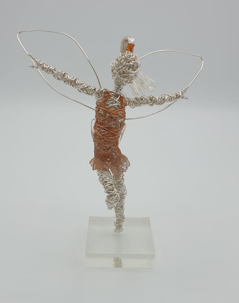 Thumbnail: Handmade Silver plated standing fairy with resin stand