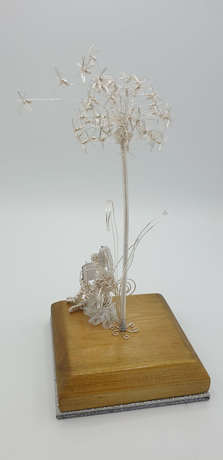 Thumbnail: Dandelion and Faerie Wire Sculpture Handmade Ornament Military