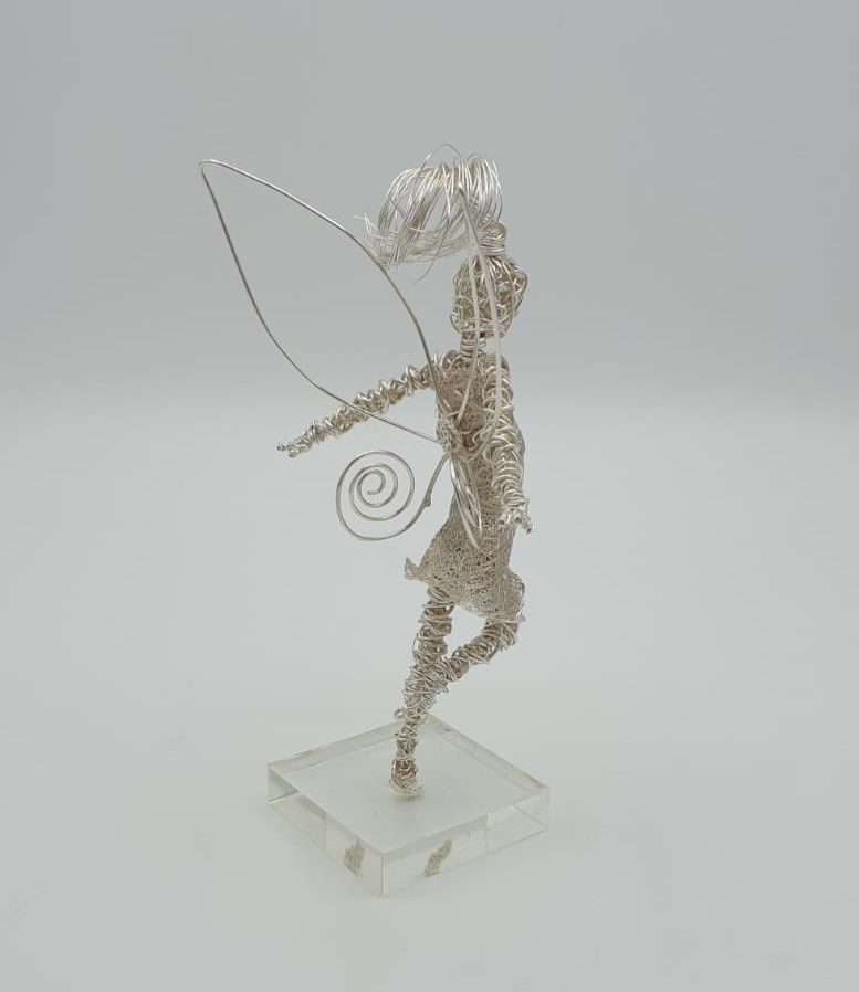 Thumbnail: Handmade Silver plated standing fairy with resin stand