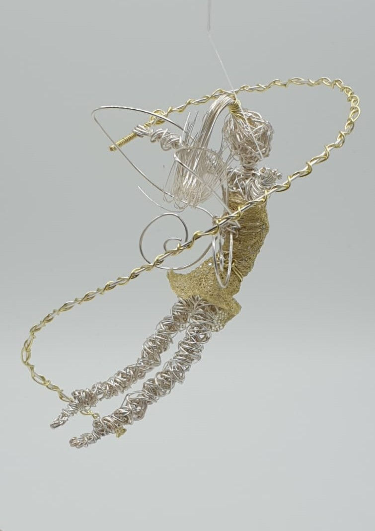 Thumbnail: Handmade Wire Fairy Dancer sculpture ornament
