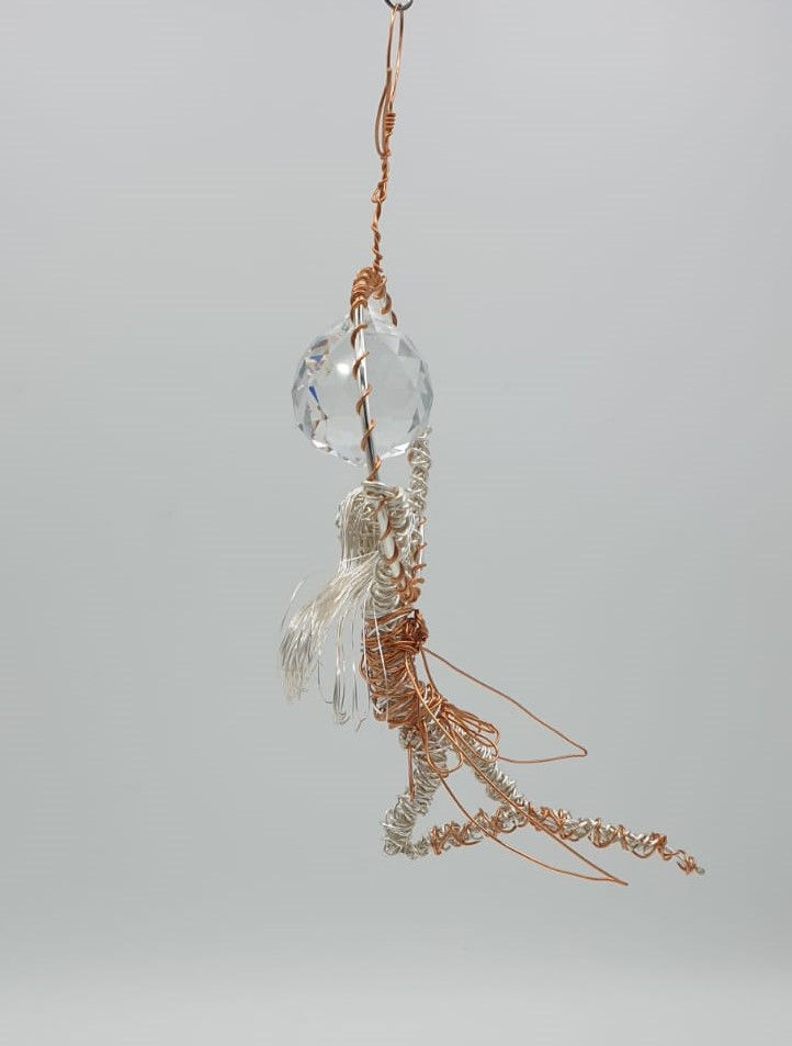 Thumbnail: Handmade Wire Fairy Hoop Dancer sculpture ornament Silver plated