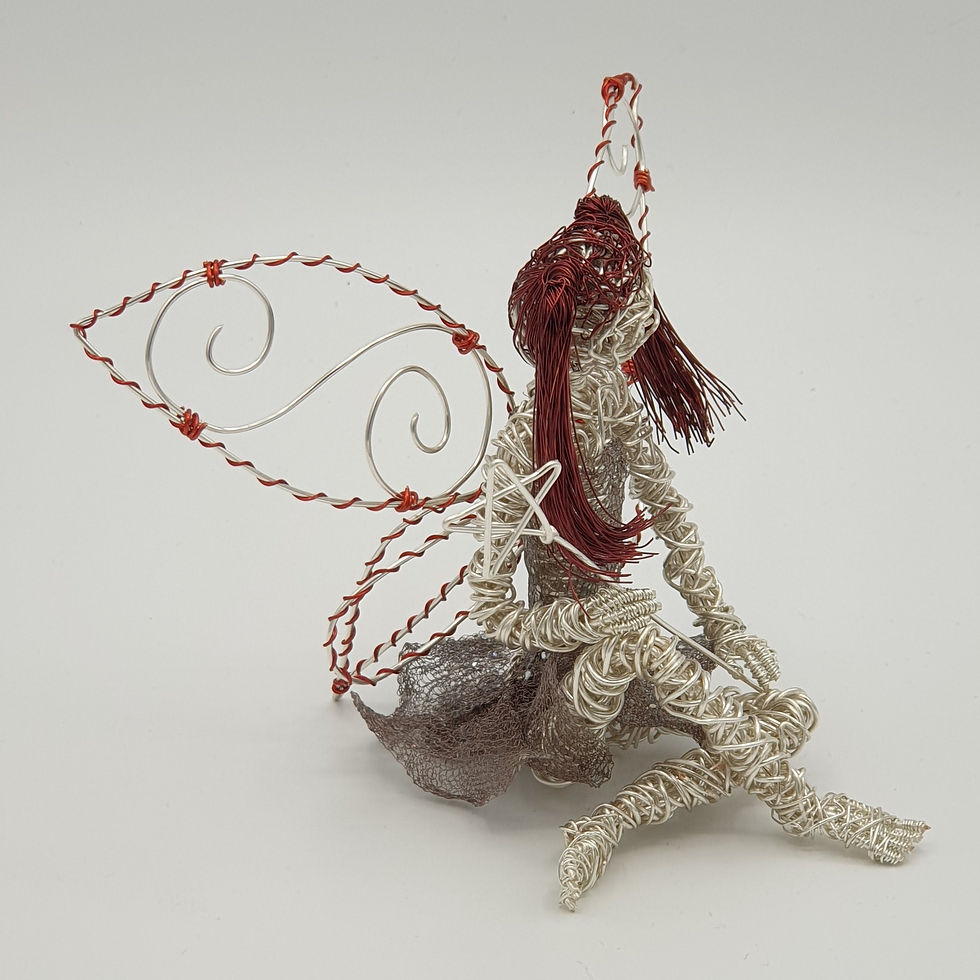 Thumbnail: Lou  - Handmade Silver Plated Wire Fairy Sculpture Ornament