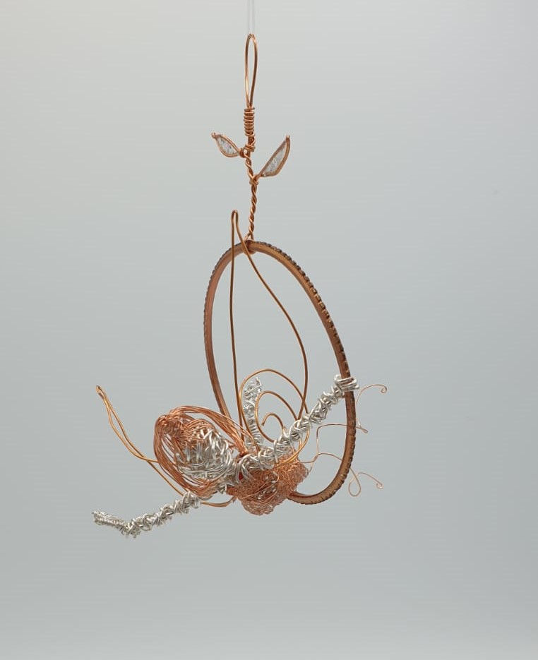 Thumbnail: Handmade hanging Wire Fairy sculpture window ornament