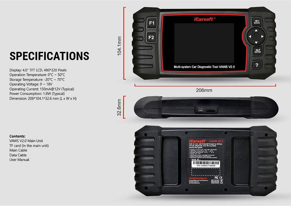 Thumbnail: ICARSOFT VAWS V2.0 Diagnostic Scanner - VW, VAG, Audi, Seat & Skoda