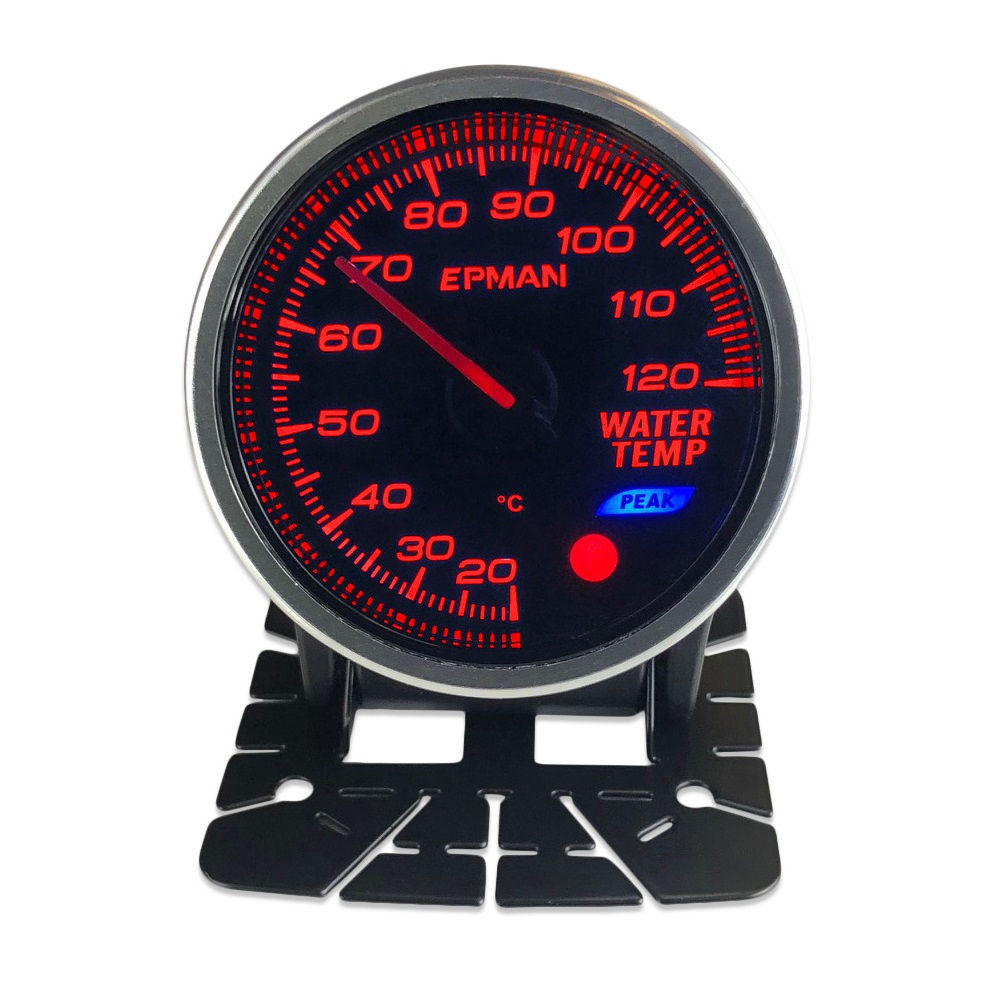 52mm Smoked Stepper Motor Peak Warning Water Temp Gauge - Red