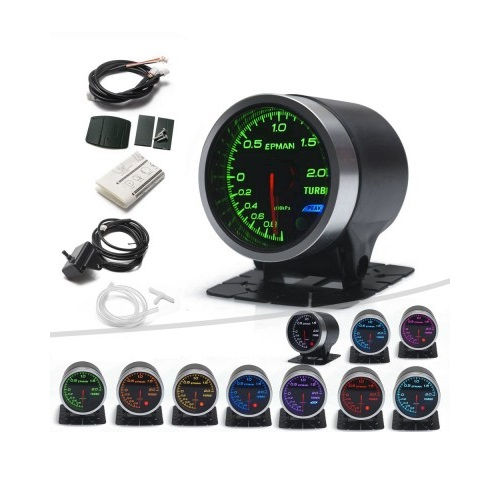 Thumbnail: 52mm Smoked Stepper Motor Peak Warning Boost PSI Gauge - Blue