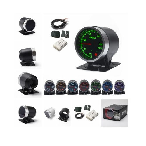 Thumbnail: 52mm Smoked Stepper Motor Peak Warning Voltage Gauge - Blue