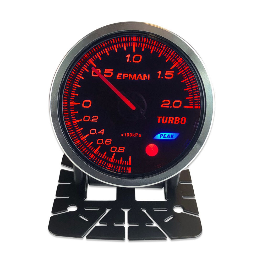 52mm Smoked Stepper Motor Peak Warning Boost BAR Gauge - Red