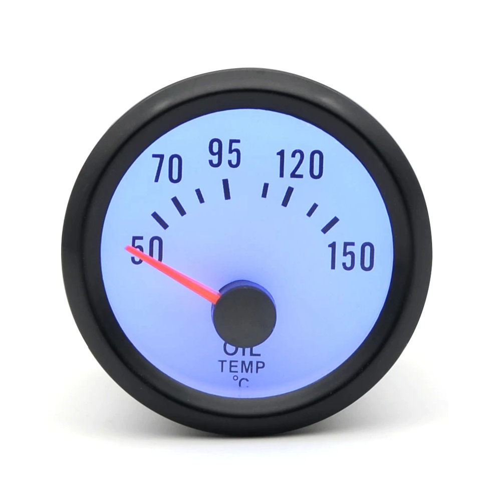 52mm White Face LED Oil Temperature °C Gauge
