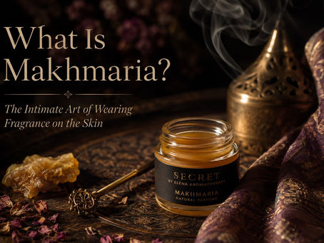 Makhmaria and natural perfume ritual with SECRET in a warm, intimate setting inspired by Eastern fragrance traditions.