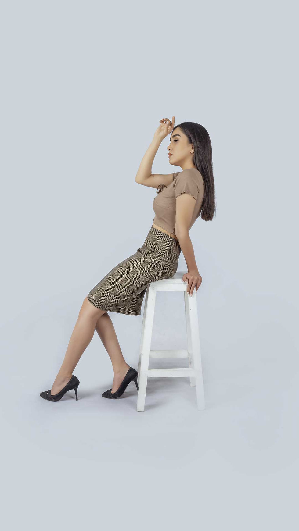 Pencil Skirt - Plaid Brown