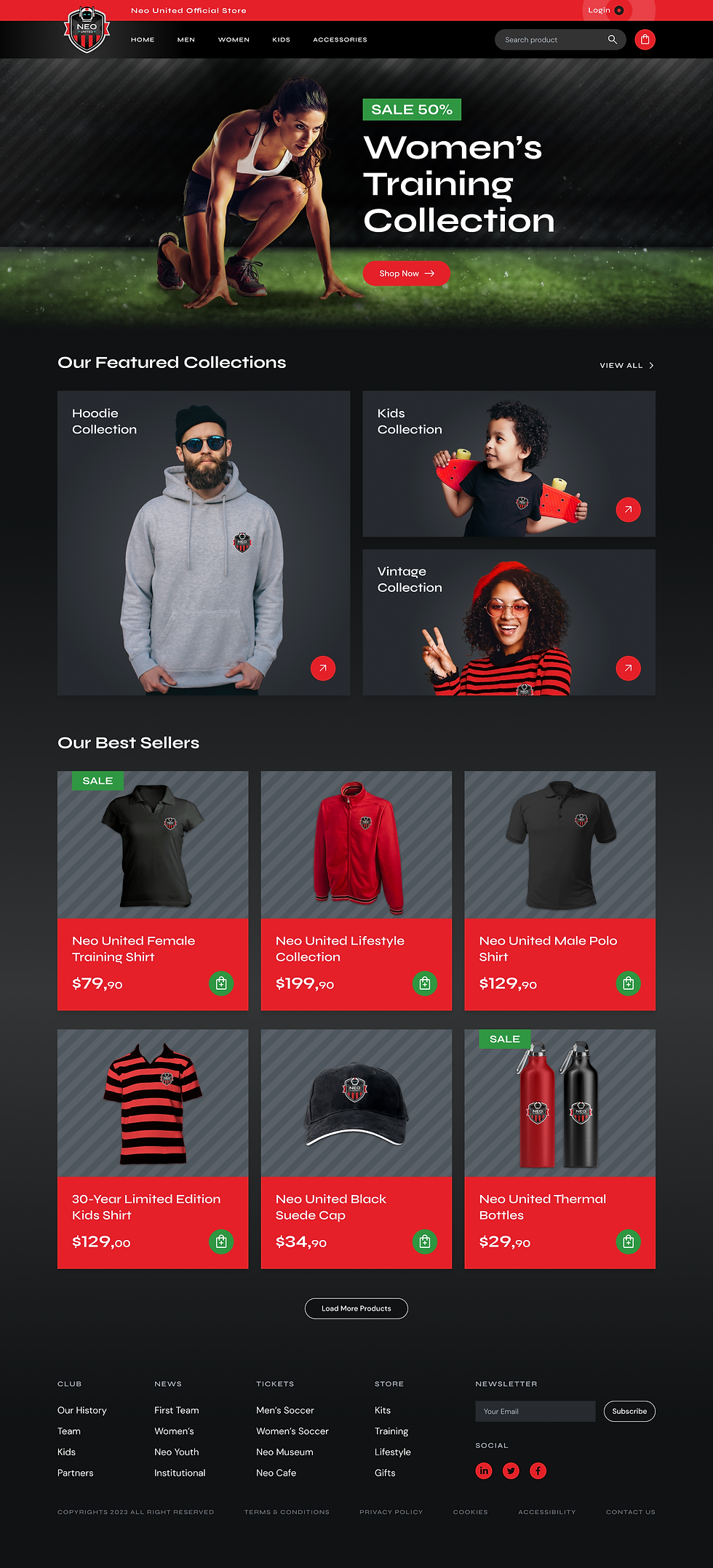 Neo United e-commerce page