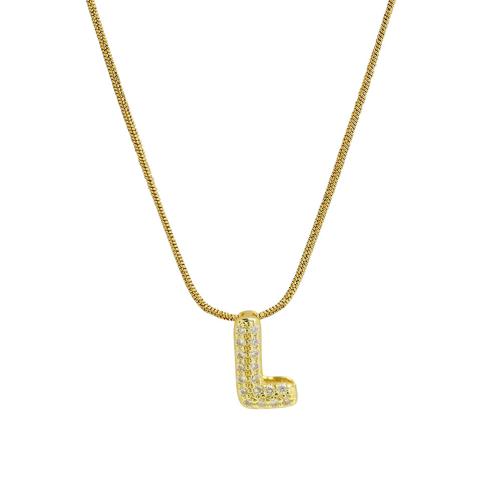 Thumbnail: Dainty Zircon Tiny Initial Letter Necklace for Women Gold Plated Stainless Steel