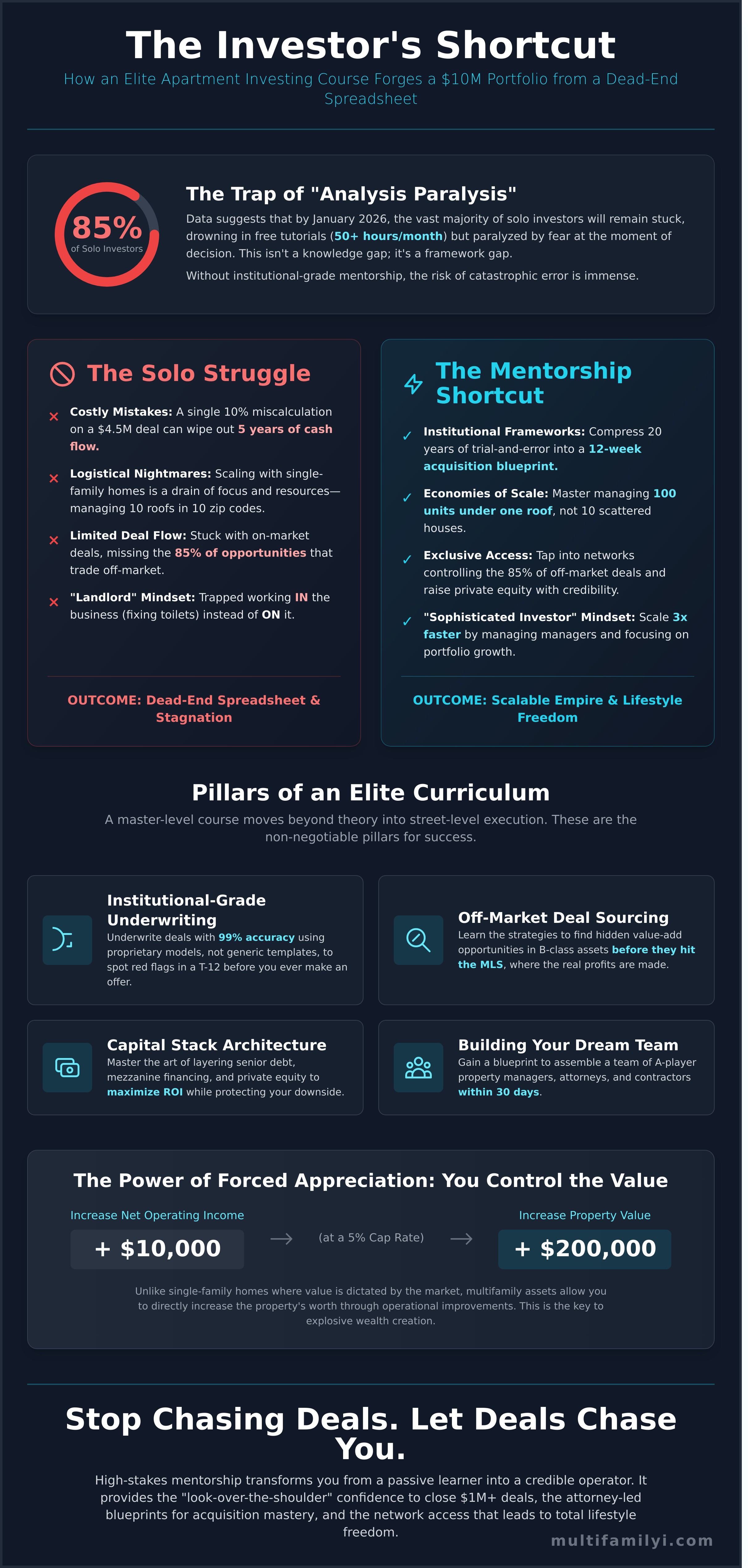 Apartment investing course infographic - visual guide