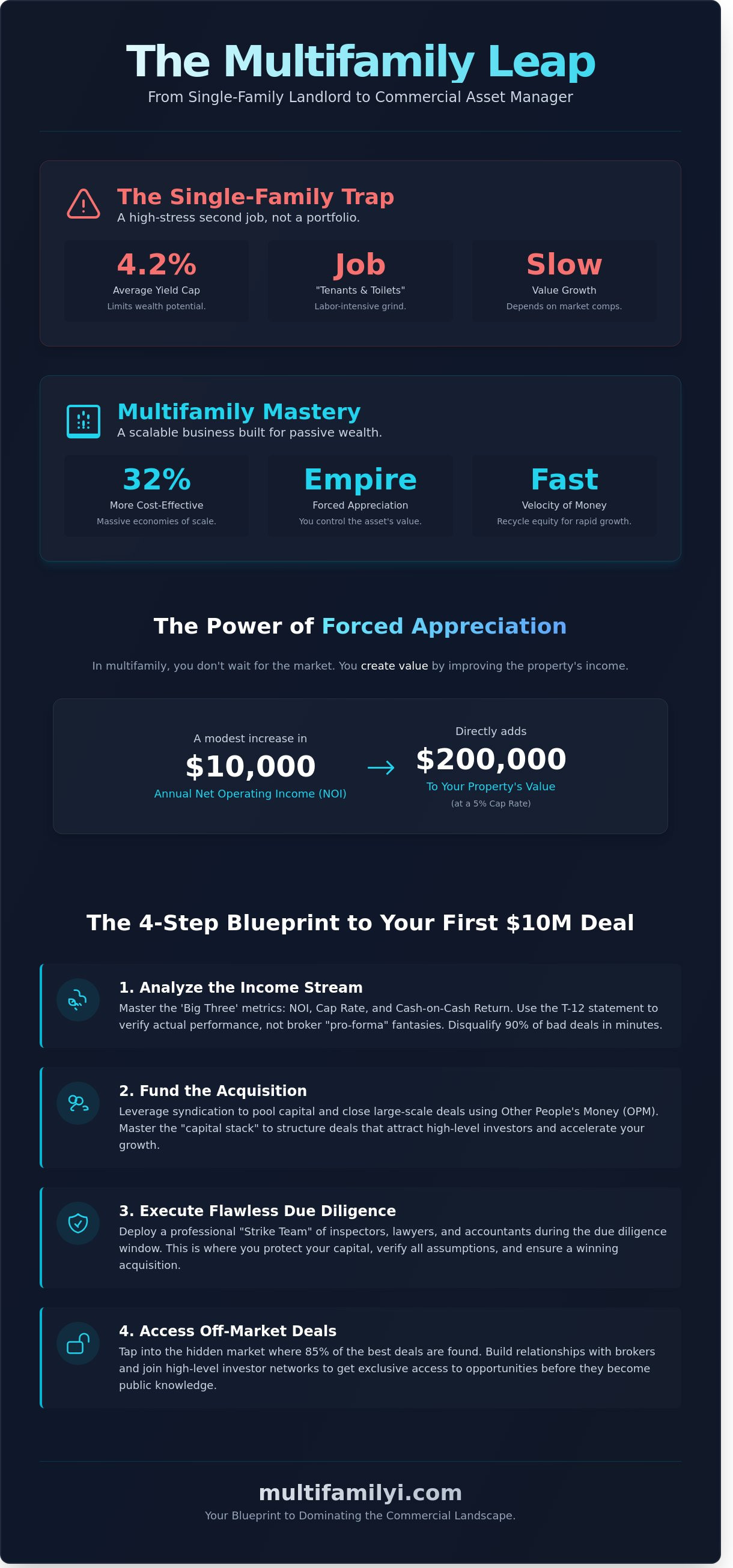 How to buy an apartment complex infographic - visual guide