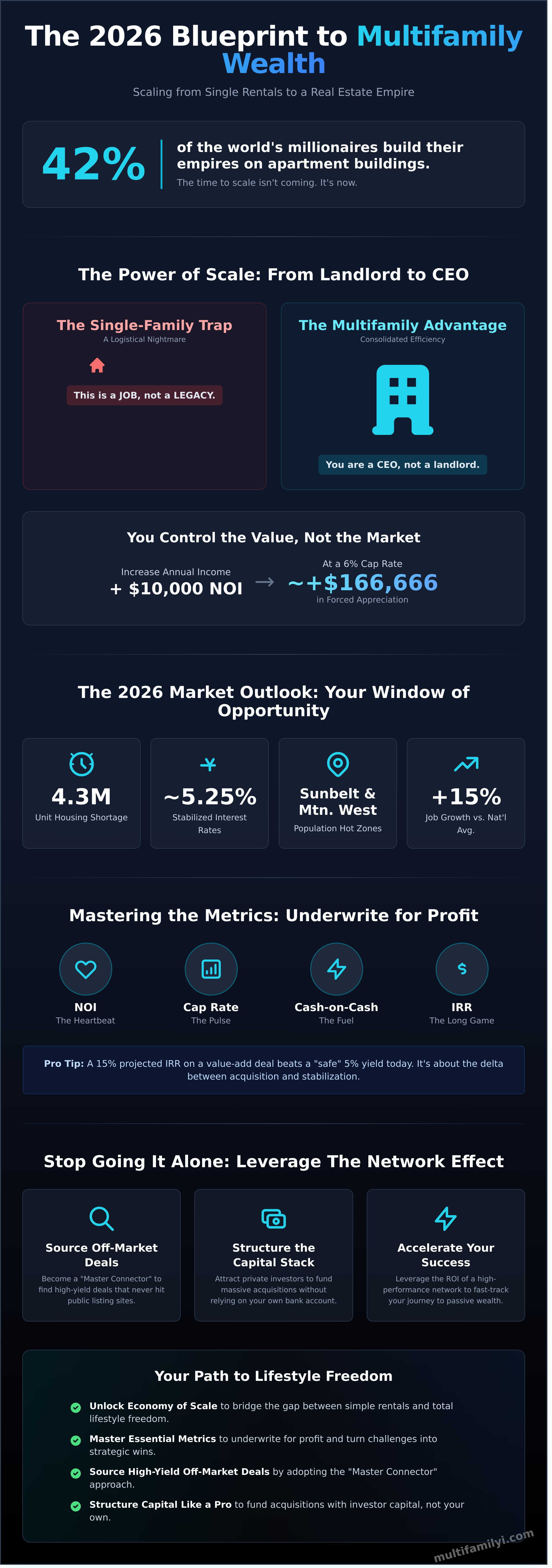 Investing in multifamily real estate infographic - visual guide