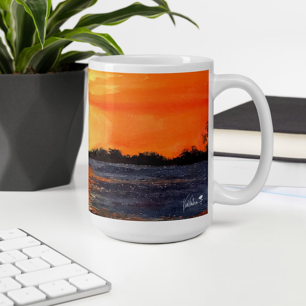 Thumbnail: 'Caribbean Orange' by Artist, Kim Anderson | White Glossy Mug