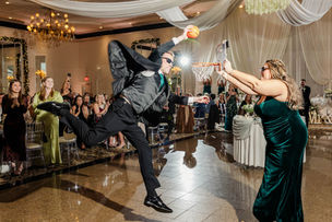 wedding party entrance slam dunk at Meridian Banquets