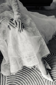 black and white lace wedding dress details