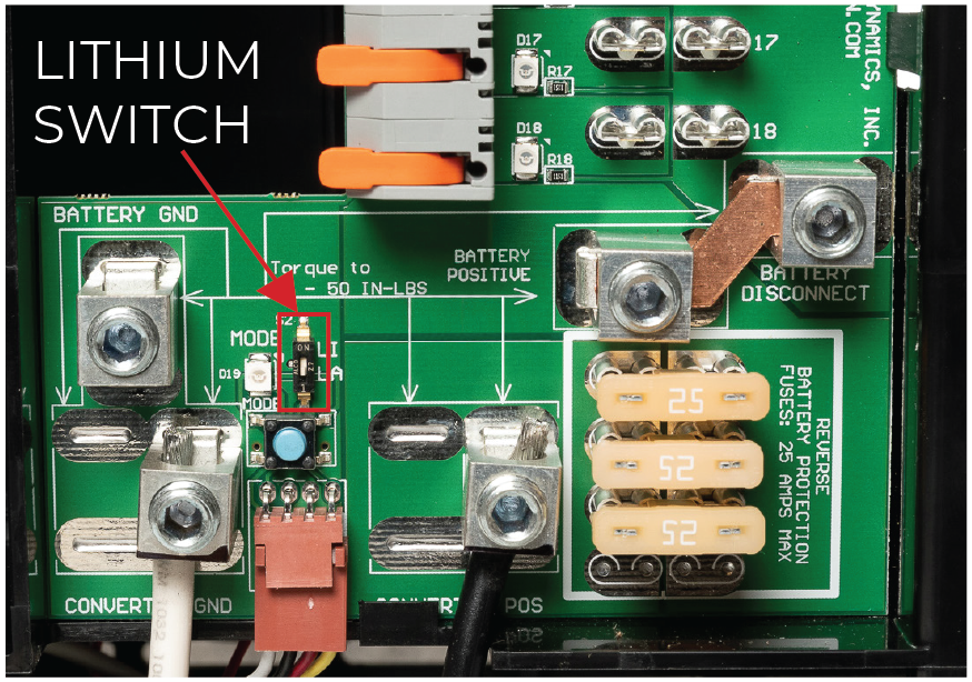 RV converter lithium switch