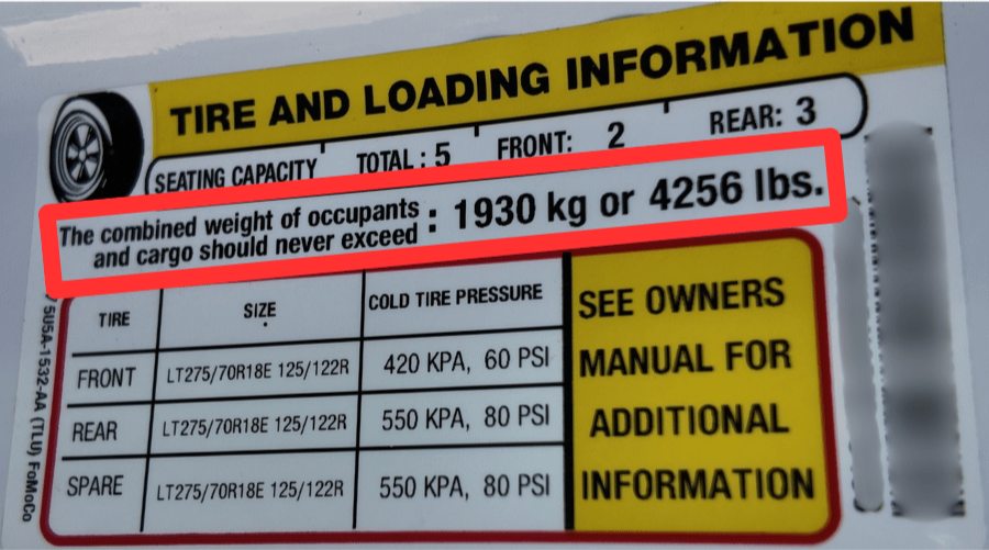 Truck payload sticker
