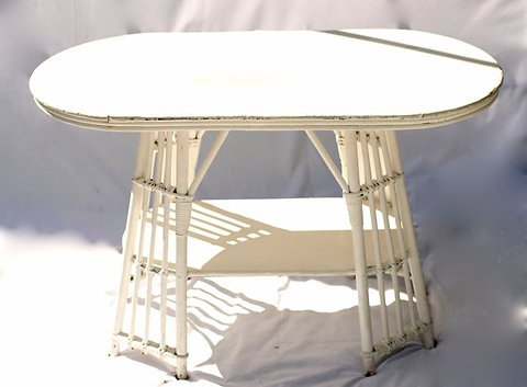 Cherry Lane White Split Cane Coffee Table Two Little Rows