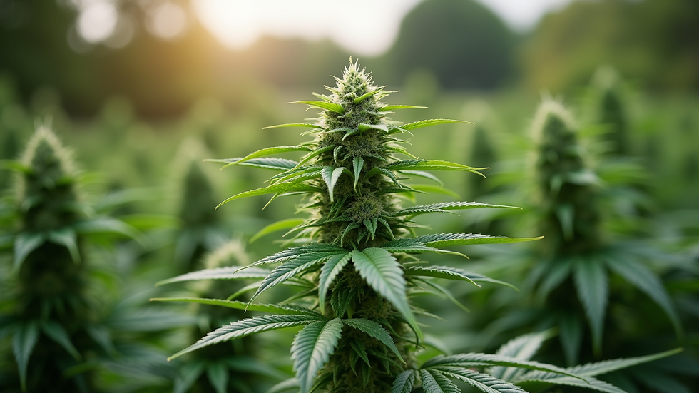 Close-up view of a lush organic cannabis plant in a garden