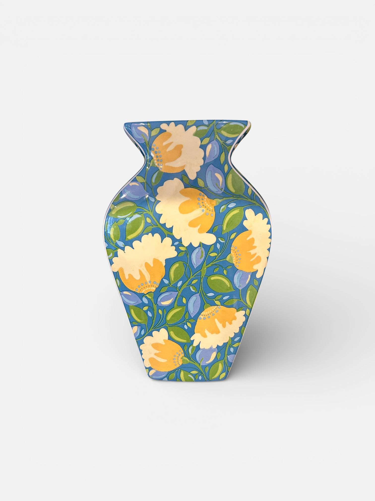 Spode Kim Parker Chicory Hymn Vase Blue Yellow Green Ceramic
