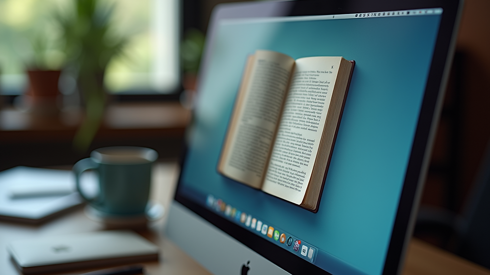 Close-up view of a book cover design process on a computer screen